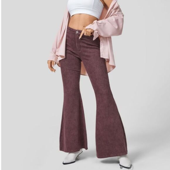 HALARA Women's Wide Leg Jeans in Rich Maroon - Picture 6 of 16